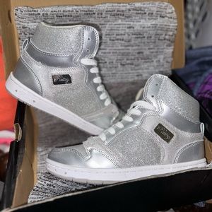 Pastry Women's Glam Pie Glitter High Top Sneakers (5.5 women’s) (SILVER)